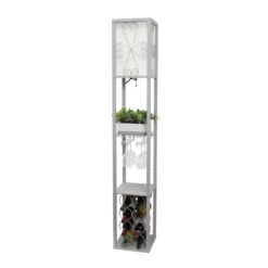 Etagere Organizer Storage Shelf Floor Lamp With Linen Shade Gray - Simple Designs -Home Lighting GUEST ae1b0f45 14a1 4b11 94ce 177082b7b7c0