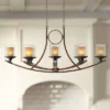 Franklin Iron Works Tafford Mahogany Wood Linear Pendant Chandelier 43 1/4" Wide Rustic Farmhouse Clear Glass 8-Light Fixture For Dining Room Kitchen -Home Lighting GUEST ae47913f 33c2 4d7a b7ca 97e7fdd1b7f9