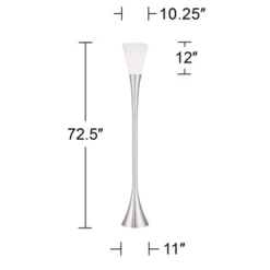 Possini Euro Design Piazza Modern Torchiere Floor Lamp 72 1/2" Tall Brushed Nickel Metal Frosted White Glass Shade For Living Room Bedroom Office Home -Home Lighting GUEST b0bb1c55 87f2 48b0 8824 8d3003b83b64