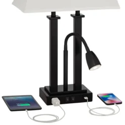 Possini Euro Design Deacon Modern Desk Table Lamp 26" High Black With USB And AC Power Outlet In Base LED Reading Light Oatmeal Shade For Office Desk 12 Possini Euro Design Deacon Modern Desk Table Lamp 26" High Black With USB And AC Power Outlet In Base LED Reading Light Oatmeal Shade For Office Desk -Home Lighting GUEST b0dac3ac aa8a 4c76 91bd f427c093c524
