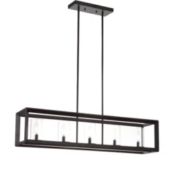 LED 5-Light Metal/Glass Anna Linear Pendant - JONATHAN Y -Home Lighting GUEST b29a4bc6 4167 4c99 9462 2e40c940f155