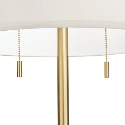 Possini Euro Design Luxe Italian Style Floor Lamp 64" Tall Gold Metal White Linen Drum Shade For Living Room Reading House Bedroom Office -Home Lighting GUEST b33ee204 b63b 4c7d 8e8b 98da822c9aab