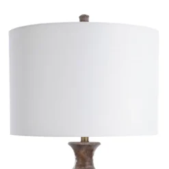 Logan Curved Table Lamp With Fabric Shade - White/Gold - StyleCraft