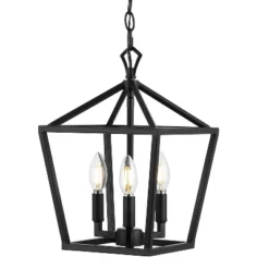 10" 3-Light Ojai Iron Classic Modern Lantern LED Pendant - JONATHAN Y -Home Lighting GUEST b56ecbe0 6b29 4ad0 bf3f d85e22a369b6