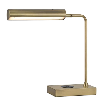 17.5" Metal LED Desk Lamp With Wireless Charging Antique Brass (Includes LED Light Bulb) - Cal Lighting 4 17.5" Metal LED Desk Lamp With Wireless Charging Antique Brass (Includes LED Light Bulb) - Cal Lighting - Image 2