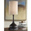 360 Lighting Modern Table Lamp With Dimmable USB And Outlet Workstation Base 24.5" High Bronze Tan Fabric Cylinder For Living Room Desk Bedroom -Home Lighting GUEST b9341ef2 5b16 4779 b379 815b44756c77