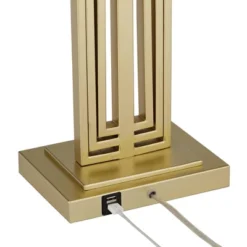 360 Lighting Sonia Modern Table Lamps 29 1/2" Tall Set Of 2 Gold Metal With Dual USB Charging Ports White Rectangular Shade For Bedroom Living Room -Home Lighting GUEST bae6c04b 06cd 4518 9bbd f577f73b94ab