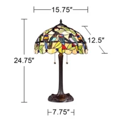 Robert Louis Tiffany Traditional Table Lamp 24.75" High Bronze Tropical Birds Stained Glass Shade For Living Room Family Bedroom Nightstand -Home Lighting GUEST bd1c26a2 18b4 4d8c aea7 5e689b95d83c