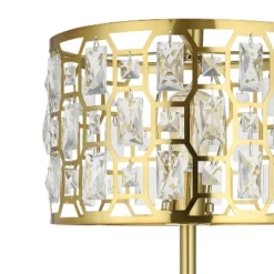 63" Cleo Glam Gold Metal And Faceted Crystal Drum Shade Floor Lamp - River Of Goods -Home Lighting GUEST be9d5916 f79c 4a33 98d0 036a84c3c6b0