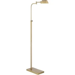 Possini Euro Design Keegan Traditional Pharmacy Floor Lamp 54 1/4" Tall Warm Gold Adjustable Swing Arm Metal Tent Shade For Living Room Reading -Home Lighting GUEST c1966215 8625 4fde a503 fd8ea66e8be9