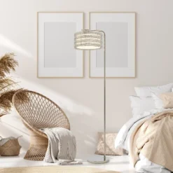 61.5" Quigley Silver Drum Shade Floor Lamp - River Of Goods -Home Lighting GUEST c1e115ac 6bdb 4de5 bddc 9bbd19556efd