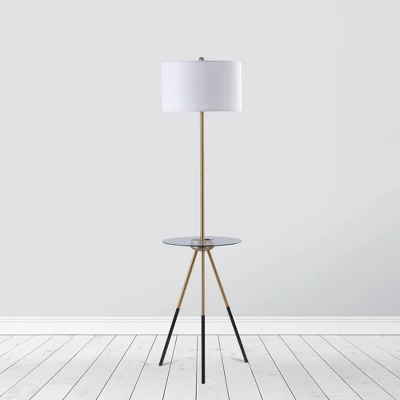 62.5" Axxin Contemporary Tripod Floor Lamp With Glass Table And Built-In USB Gold/White - Teamson Home 5 62.5" Axxin Contemporary Tripod Floor Lamp With Glass Table And Built-In USB Gold/White - Teamson Home - Image 3