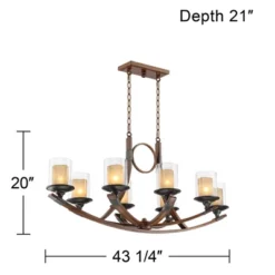 Franklin Iron Works Tafford Mahogany Wood Linear Pendant Chandelier 43 1/4" Wide Rustic Farmhouse Clear Glass 8-Light Fixture For Dining Room Kitchen -Home Lighting GUEST c26f402d a13c 4e1e b6c4 d3d06e4f8dd8