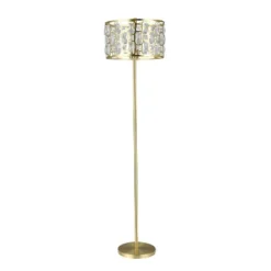 63" Cleo Glam Gold Metal And Faceted Crystal Drum Shade Floor Lamp - River Of Goods -Home Lighting GUEST c489b6a5 8c9b 41a4 8bf0 8422070934b0