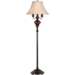 Barnes And Ivy Traditional Floor Lamp 4-Light 63" Tall Lush Bronze Tortoise Glass Font Bell Shade For Living Room Reading Bedroom Office -Home Lighting GUEST c81ffd8b 1d0a 47e5 87c7 2b00b7a5378d