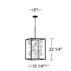 Possini Euro Design Black Silver Pendant Chandelier 15 1/4" Wide Modern Clear Crystal Flower Vine 4-Light Fixture For Dining Room House -Home Lighting GUEST c8ac2b71 c805 4378 b0a9 146ccced3985