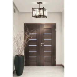 15" Iron And Glass Hampdon Modern Drum LED Flush Mount Black - Jonathan Y -Home Lighting GUEST ce60d1e7 fe8c 4558 9e52 0e93b7dce033