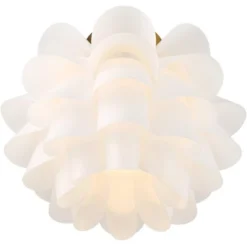 Possini Euro Design Modern Ceiling Light Semi Flush Mount Fixture White Flower Gold Metal 15 3/4" Wide Living Room Bedroom Kitchen -Home Lighting GUEST ce930fb8 a960 4b90 bf0d 81613c5bebb7