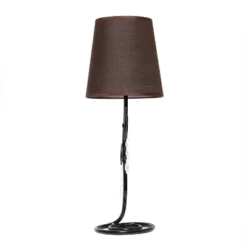 19" Contemporary Metal Winding Ivy Table Desk Lamp With Brown Fabric Shade - Creekwood Home -Home Lighting GUEST cf5e09c2 9456 4efd b9b9 ccfc4f635395
