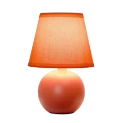 8.66" Petite Ceramic Orb Base Bedside Table Desk Lamp With Matching Tapered Drum Fabric Shade Orange - Creekwood Home -Home Lighting GUEST cff403f4 ae3e 44d3 a4de d59df167cd9b