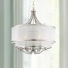 Possini Euro Design Nor Brushed Nickel Pendant Chandelier 23" Wide Modern Double White Organza Shade 6-Light Fixture For Dining Room Kitchen Island -Home Lighting GUEST d3f9c86d e334 4cad b990 48f0f4f56929