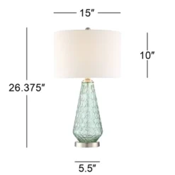360 Lighting Julia 26 3/8" Tall Modern Coastal Table Lamps Set Of 2 Seafoam Green Glass Living Room Bedroom Bedside Nightstand House Off-White Shade -Home Lighting GUEST d4284e90 1077 4b81 bf04 0bf61fecb778