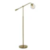 Reagan Contemporary Ribbed Glass Globular Shade Floor Lamp Antique Brass Finish - StyleCraft