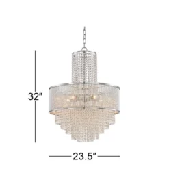 Vienna Full Spectrum Pioggia Chrome Pendant Chandelier 23 1/2" Wide Modern Crystal 5-Light Fixture For Dining Room House Foyer Kitchen Island Entryway -Home Lighting GUEST d5832ef2 5aa8 4031 a483 13542b881352