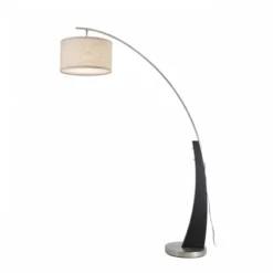 FC Design 71.5" Tall Drum Shade Arched Floor Lamp With Unique Black Wood Pole And Metal Base -Home Lighting GUEST d80e05dc 97e0 482f 98de 9930e9f67455
