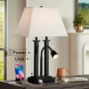 Possini Euro Design Deacon Modern Desk Table Lamp 26" High Black With USB And AC Power Outlet In Base LED Reading Light Oatmeal Shade For Office Desk -Home Lighting GUEST d8638dee 28b7 4b10 bbd7 65985995ba84