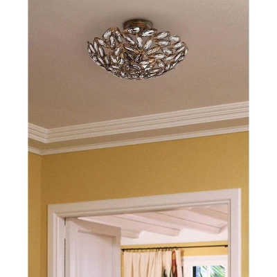 Franklin Iron Works Viera Rustic Ceiling Light Semi Flush Mount Fixture 20" Wide Bronze 3-Light Clear Cut Crystal Mosaic Bowl For Bedroom Living Room 9 Franklin Iron Works Viera Rustic Ceiling Light Semi Flush Mount Fixture 20" Wide Bronze 3-Light Clear Cut Crystal Mosaic Bowl For Bedroom Living Room - Image 7