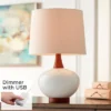 360 Lighting Modern Table Lamp With USB Charging Port 23" High Ivory Ceramic Off-White Drum Shade For Living Room Desk Bedroom House -Home Lighting GUEST d967305b a1ea 4701 aed0 e8b97f5ebaf3