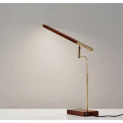 LED Barrett Desk Lamp Walnut/Brass (Includes LED Light Bulb) - Adesso -Home Lighting GUEST d9e61632 5c66 41ea ac7e 03cae14af8fc