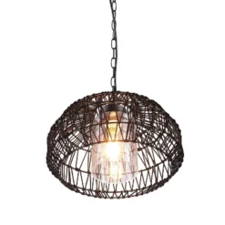 Globe Electric Novogratz X Globe Diego 1-Light Matte Black Woven Fabric Outdoor Plug-In Pendant Light -Home Lighting GUEST da70f1da 6122 4db5 85f1 f6247ee40450