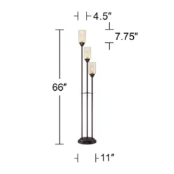 Franklin Iron Works Libby Modern Industrial Tree Floor Lamp 66" Tall Oiled Bronze Metal 3 Light Dimmable LED Amber Seedy Glass For Living Room Bedroom -Home Lighting GUEST db57c0d1 4c59 4834 870b 6f2e2e32a038