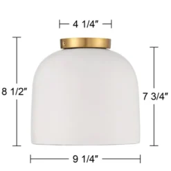 Possini Euro Design Merrick Modern Industrial Ceiling Light Flush Mount Fixture 9 1/4" Wide White Cement Gold For Bedroom Kitchen Living Room Hallway -Home Lighting GUEST dba2b5f6 f3f0 4f7b 8297 c66a400bcdfa