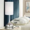 360 Lighting Modern Table Lamp With Dimmable USB And AC Power Outlet Workstation Base 24.5" High Brushed Nickel Droplet White Shade Bedroom Desk -Home Lighting GUEST dcbc2321 7f21 454a 832d a7dee0dbc7f9