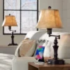 Regency Hill Traditional Swing Arm Desk Table Lamps 21.75" High Set Of 2 With USB Port Bronze Metal Faux Leather Shade For Living Room Bedroom -Home Lighting GUEST e009d691 86ab 454c 8087 752b77adf8fd