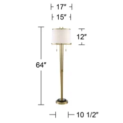 Possini Euro Design Palisade Modern Floor Lamp 64" Tall Satin Brass Metal Trimmed Fabric Tapered Drum Shade For Living Room Bedroom Office House Home -Home Lighting GUEST e06ace3d 8f2f 4216 ab50 a6fc760c8ec8