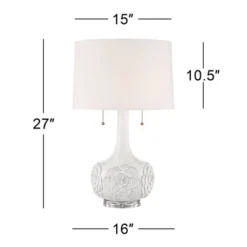 Possini Euro Design Natalia Modern Country Cottage Table Lamp With Square Riser 28 1/2" Tall White Floral Ceramic Drum Shade For Bedroom Living Room 9 Possini Euro Design Natalia Modern Country Cottage Table Lamp With Square Riser 28 1/2" Tall White Floral Ceramic Drum Shade For Bedroom Living Room -Home Lighting GUEST e072020c f122 4708 9e80 53efd66dadf0