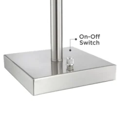 360 Lighting Andre Modern Table Lamps Set Of 2 With Square Risers 28 1/4" Tall Silver Metal USB And AC Power Outlet In Base White Drum Shade For Desk -Home Lighting GUEST e33509e6 d6cc 4c9f a078 1c5e397ed771