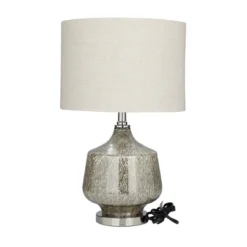 Linen Table Lamp With Faux Mercury Glass Finish Silver - Olivia & May -Home Lighting GUEST e347cda9 00fa 421e a808 fc381f44bc93