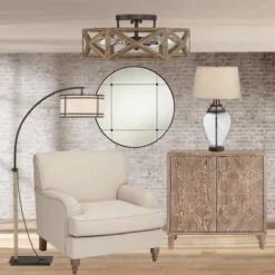 Possini Euro Design Moorcroft Modern Farmhouse Ceiling Light Semi Flush Mount Fixture 14 1/2" Wide Dark Wood Bronze 6-Light Hexagon Frame For Bedroom -Home Lighting GUEST e365a827 dd64 4f45 abf0 cc9e7e1dfb53