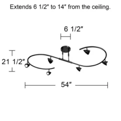 Pro Track Salazar S-Wave 6-Head LED Ceiling Track Light Fixture Kit Spot Light GU10 Adjustable Black Metal Modern Kitchen Bathroom Dining 54" Wide -Home Lighting GUEST e411a058 8b4d 434e aab8 69d7d49db37b