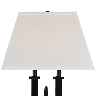 Possini Euro Design Deacon Modern Desk Table Lamp 26" High Black With USB And AC Power Outlet In Base LED Reading Light Oatmeal Shade For Office Desk 7 Possini Euro Design Deacon Modern Desk Table Lamp 26" High Black With USB And AC Power Outlet In Base LED Reading Light Oatmeal Shade For Office Desk - Image 5