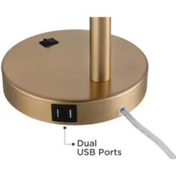 360 Lighting Industrial Modern Desk Lamp With USB And AC Power Outlet 23.5" High Antique Brass Metal For Living Room Bedroom House Bedside -Home Lighting GUEST e5aa95c2 2feb 468e a7e6 cb9fde0586c1