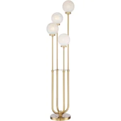 Possini Euro Design Mid Century Modern Glam Style Floor Lamp 4-Light LED 68.5" Tall Warm Gold Glass Globe Shade For Living Room House Uplight -Home Lighting GUEST e9c2467f d0e9 4e17 9ce8 b05c84c2f2bc