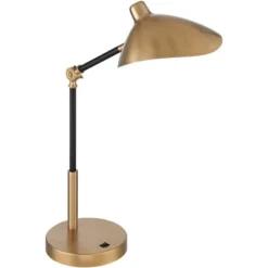 360 Lighting Colborne Modern Mid Century Desk Table Lamp 28" Tall Antique Brass Black With USB Charging Port LED For Bedroom Living Room Bedside Kids -Home Lighting GUEST eb0cdc7c 4a7f 496b 9050 ff24ce9c26de