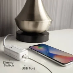 Vienna Full Spectrum Traditional Table Lamp With USB Charging Port 25" High Crystal Gray Shade Living Room Desk Bedroom House Bedside -Home Lighting GUEST ebc0f417 de2e 4349 b9ed c3ead5843cdf