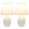 9.45" 2pk Petite Ceramic Oblong Bedside Table Desk Lamps With Matching Tapered Drum Shade Off-White - Creekwood Home -Home Lighting GUEST ecaaef0b 608c 4938 b8ed 12af949c4d63